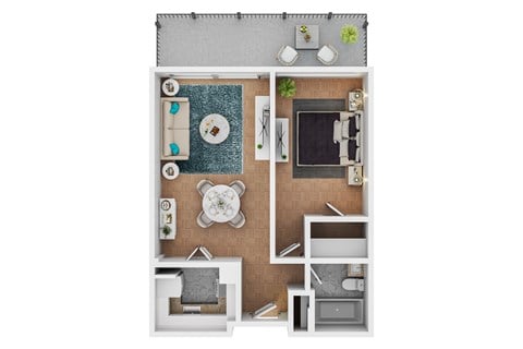 Floor plan for 1 bed, 1 bath